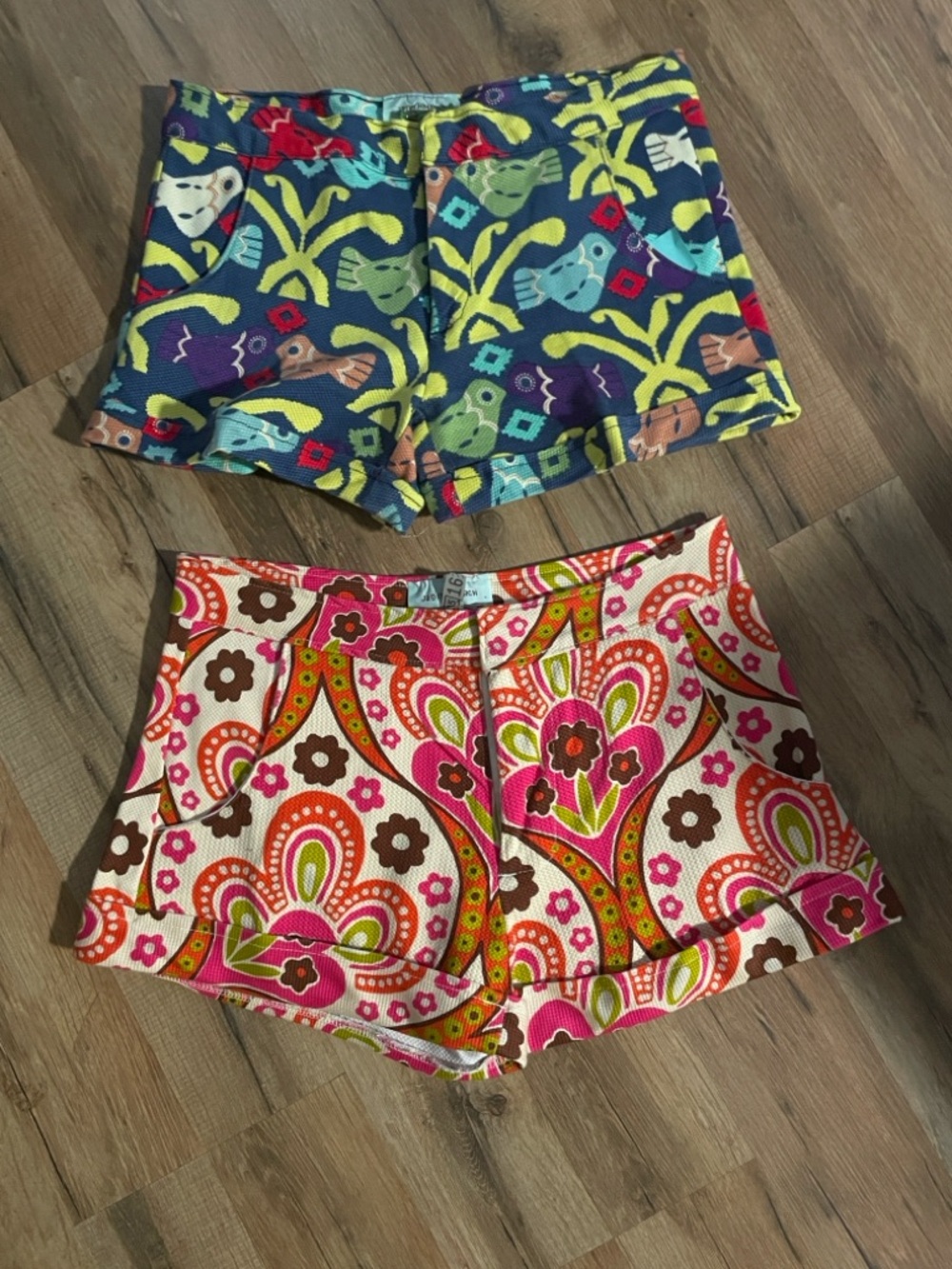 Judith March Pink Multi Floral Paisley High Waist Shorts